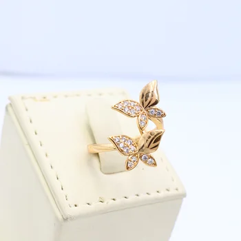 Double Butterfly Small and Big Finger Ring Zircon Stone Butterfly Pair One in Two Butterfly Gold Plated Stone Studded Fingerring