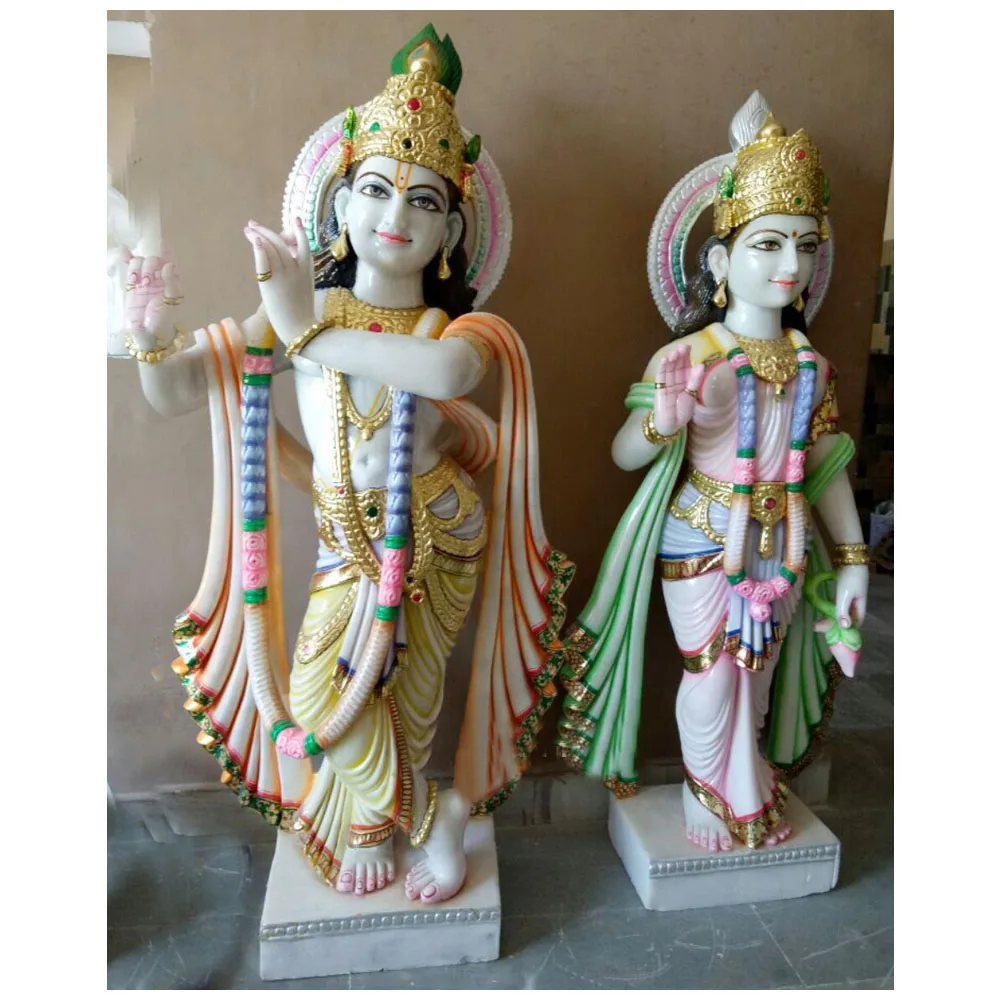 Painted Lord Radha Krishna Marble God Statue - Buy Idols Of ...