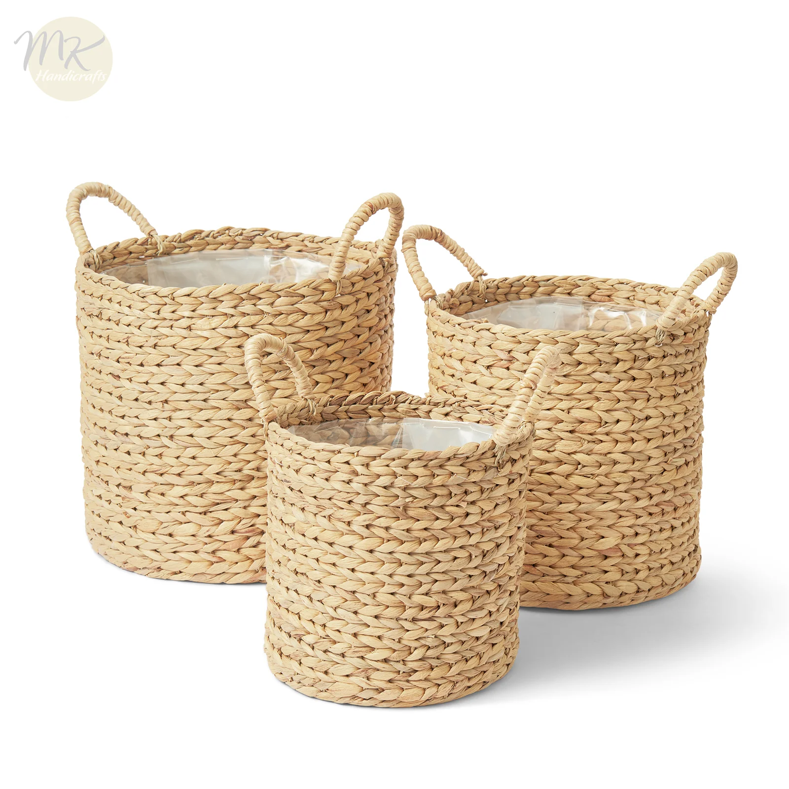 Large Wicker Round Nesting Storage Bins,Basket Set Of 3 Woven Water