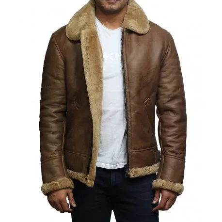 sheepskin leather bomber flying jacket