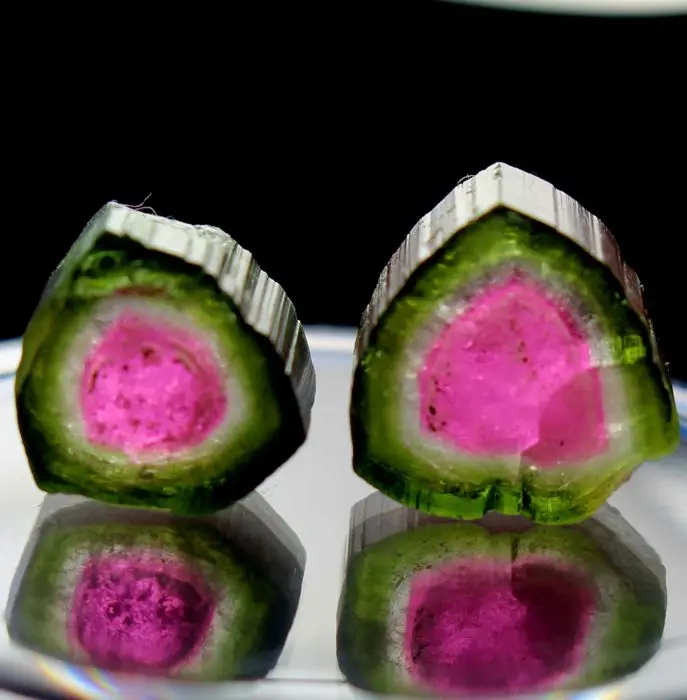 natural watermelon tourmaline smooth slices on wholesale price