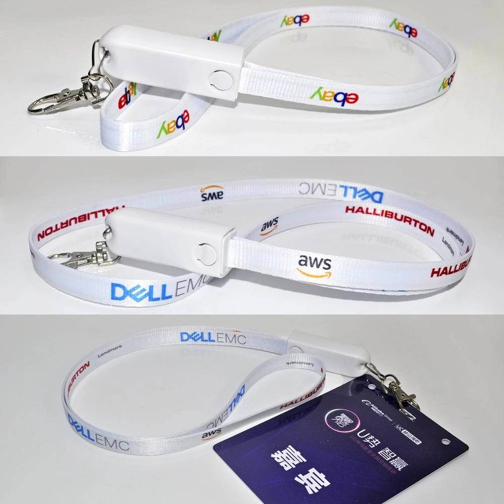 Promotion Gift 3 in 1 Lanyard Charging Cable Dual Input Type C to Type C Micro USB Cable With Sublimation Print