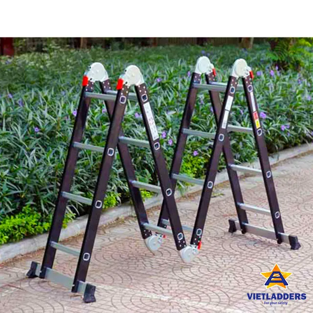 Premium Multipurpose Aluminum Folding Multi Position Ladder 4x4 Steps ...