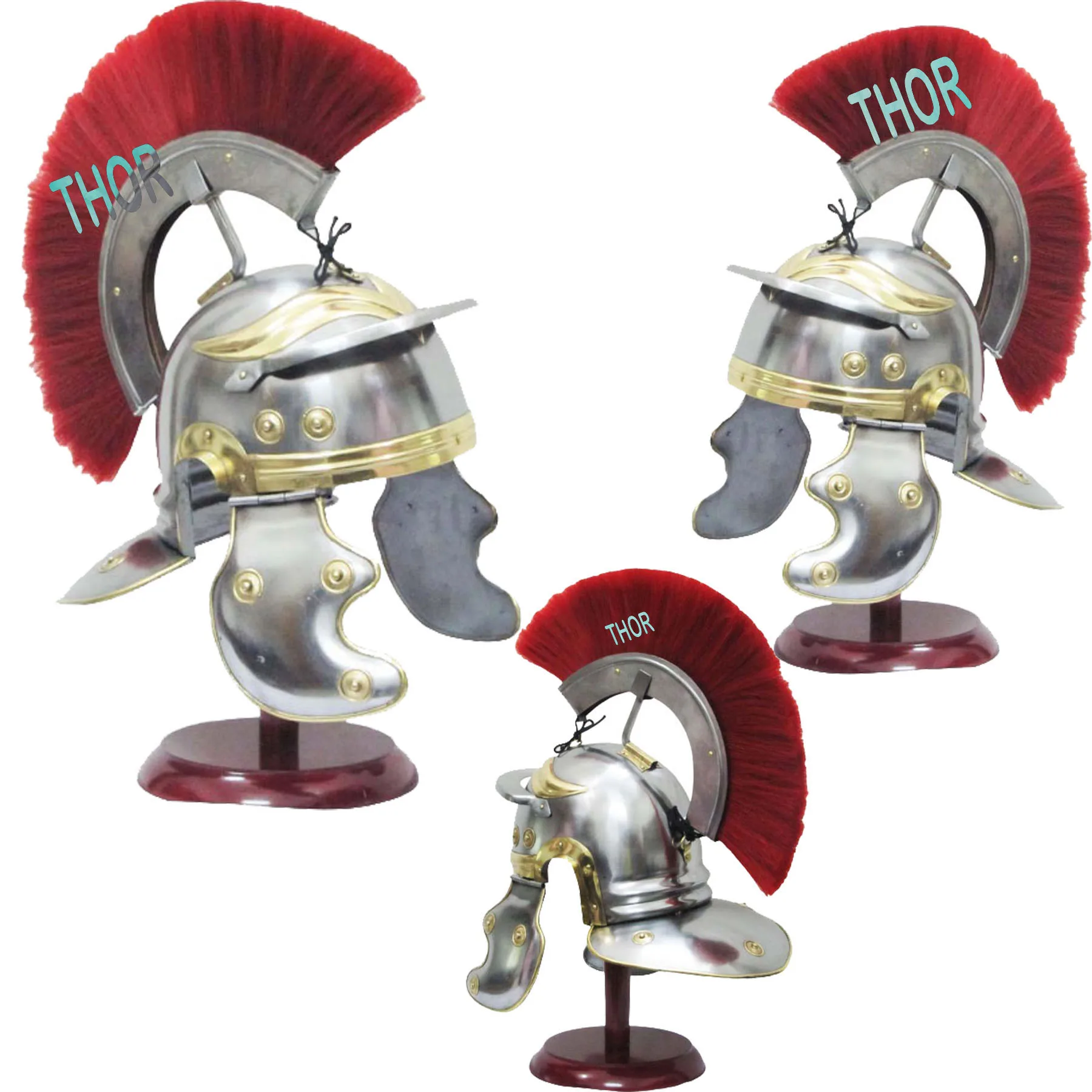 Mittelalterliche Ritter Wikinger Rüstung Helm römischer mit Holzständer helmet
