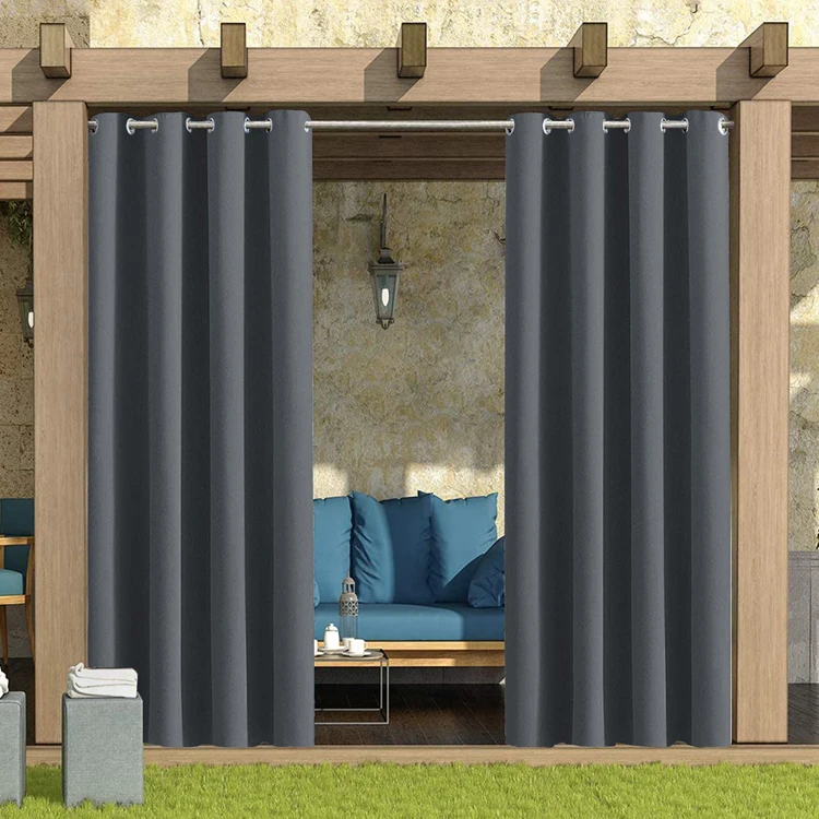 Pinch pleated gazebo curtain outdoor waterproof panel flame retardant drapes for Garden curtain fabric uv protection