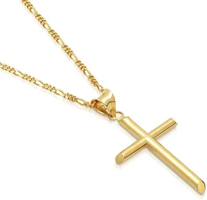 Fashion 925 Sterling Silver Necklace 14K Gold Plated Jewelry Gold Cross Necklace