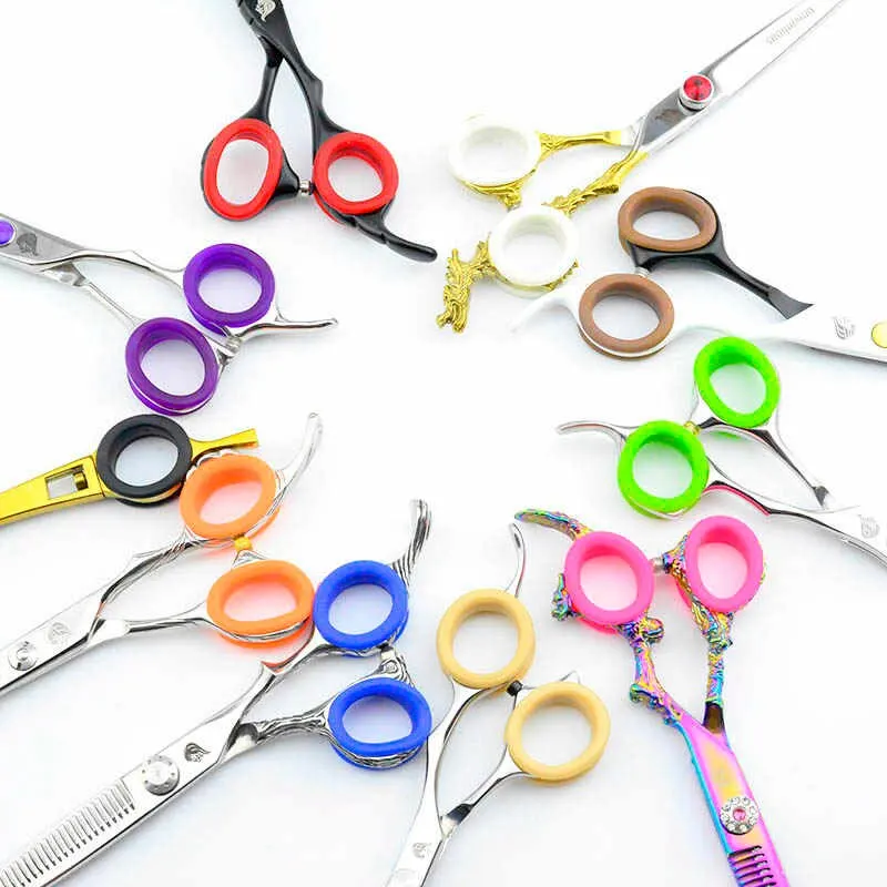 High Quality Cheaper Price Multi Color Barber Scissors Silicone Finger Insert Rings rainbow colors with all sizes