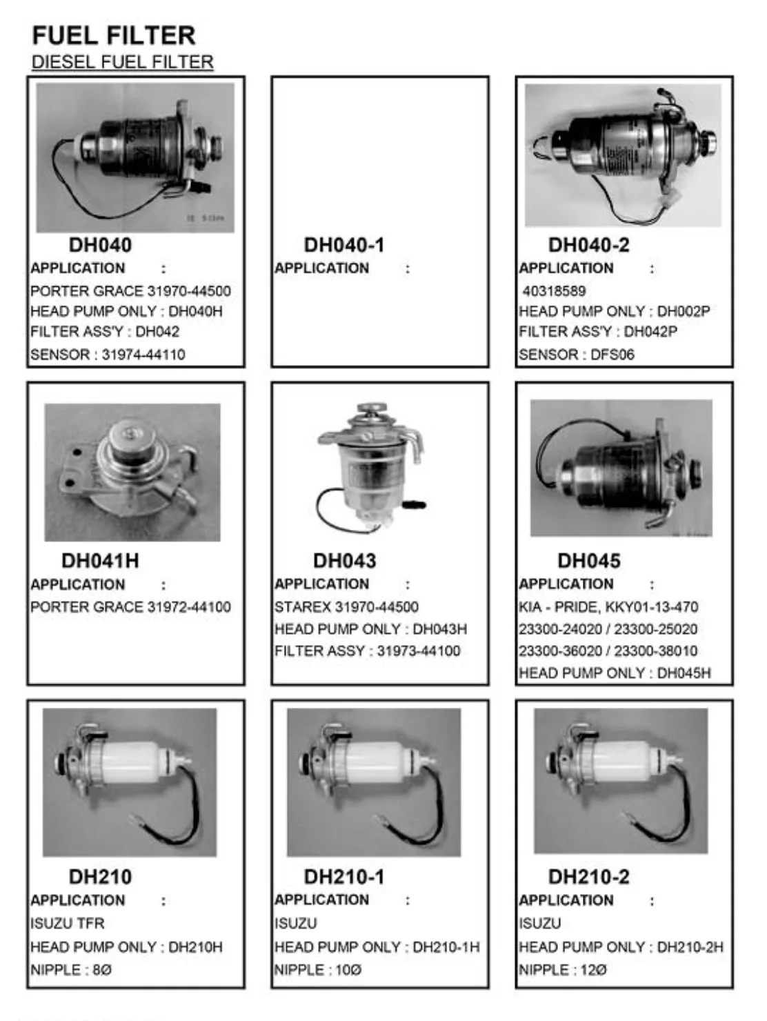 Daewha Diesel Fuel Filter All Types Oem Obm Private Label Custom Logo