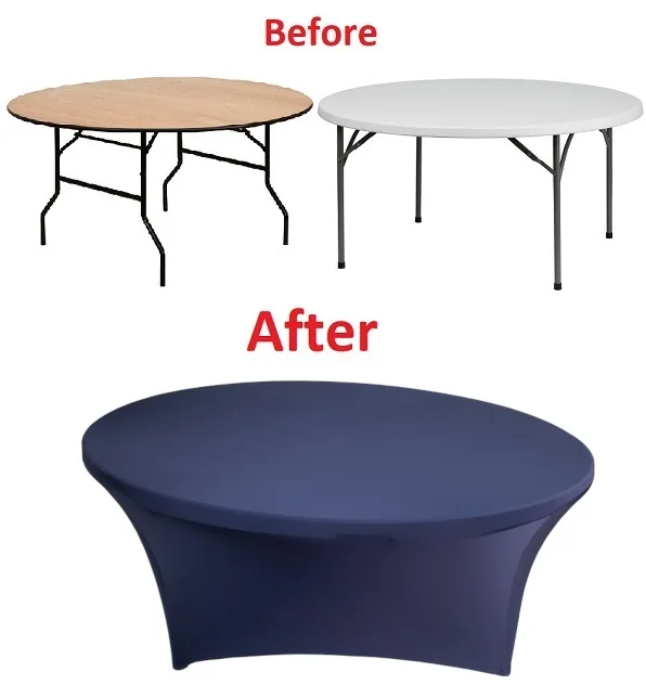 Spandex Fitted Stretch Table Cover for 6 ft or 4ft or 8ft Folding Table Rectangular Tablecloth for Party or Banquet