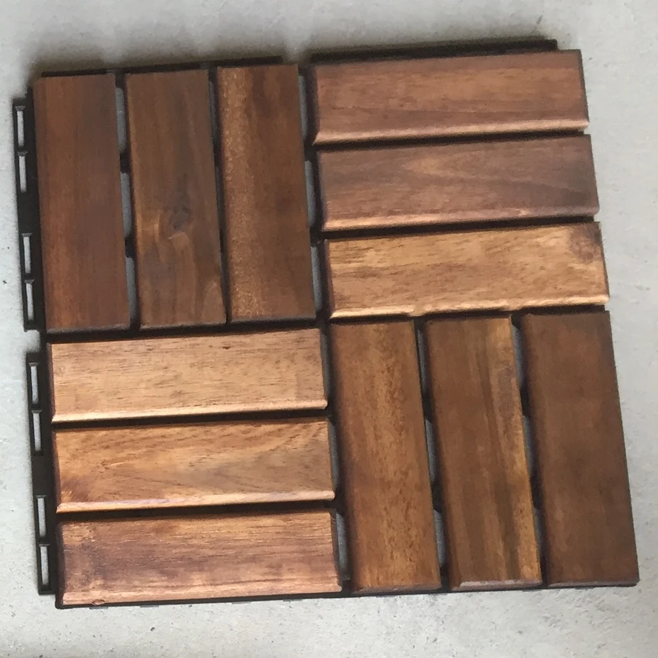 Anti-Slip Wooden Garden Patio Interlocking Decking Flooring Tiles 30cm x 30cm
