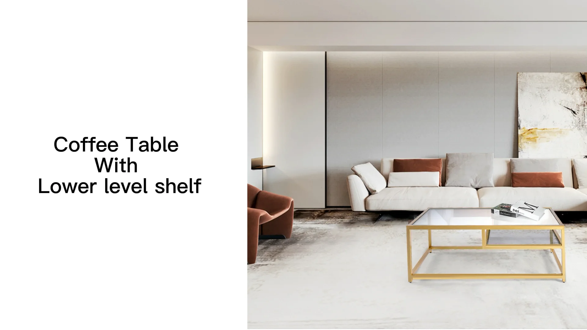 Modern Black Luxury Glass Coffee Table Minimalist Gold Metal - Buy