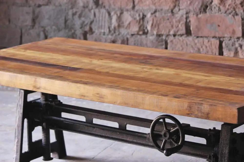Vintage Industrial Crank Dining Table Jodhpur Rustic Crank Dining Table