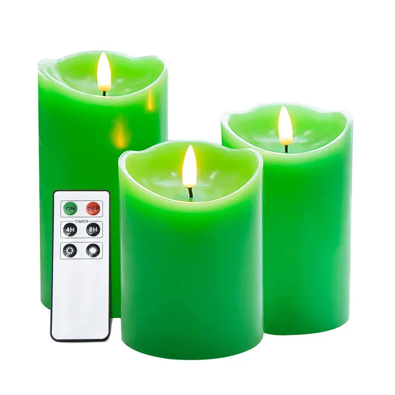 Flickering Flameless Pillar Candles With Remote Timer,Led Battery Operated Candles,Real Wax 3d