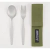 PY-6308 Titanium Spoon & Fork Set Large with Storage Bag