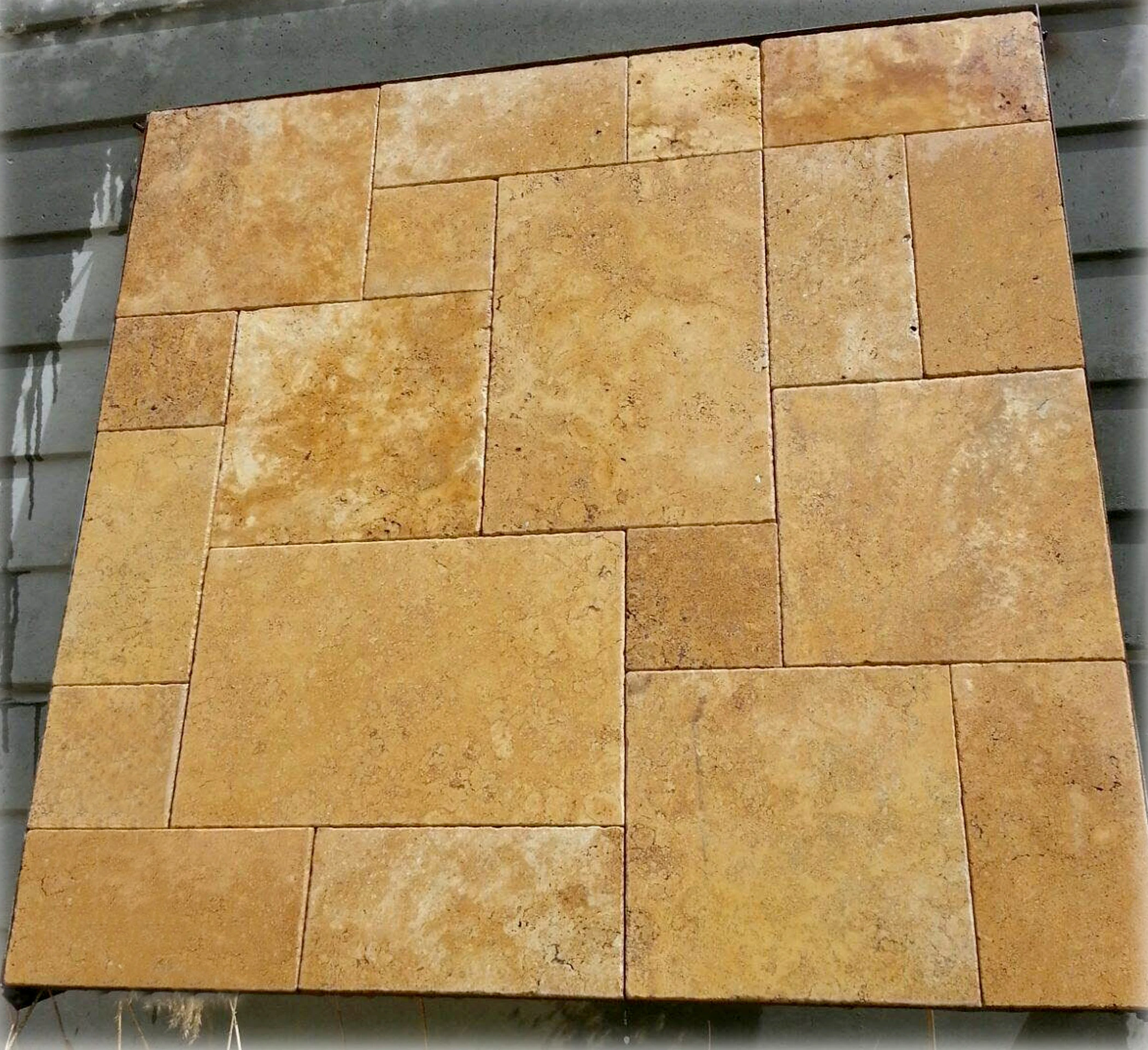 2023 Tuscany Scabas French Versailles Pattern Tumbled Travertine Pavers Tile Made in Turkey Cem-FPT-05 New Arrival Product Stone