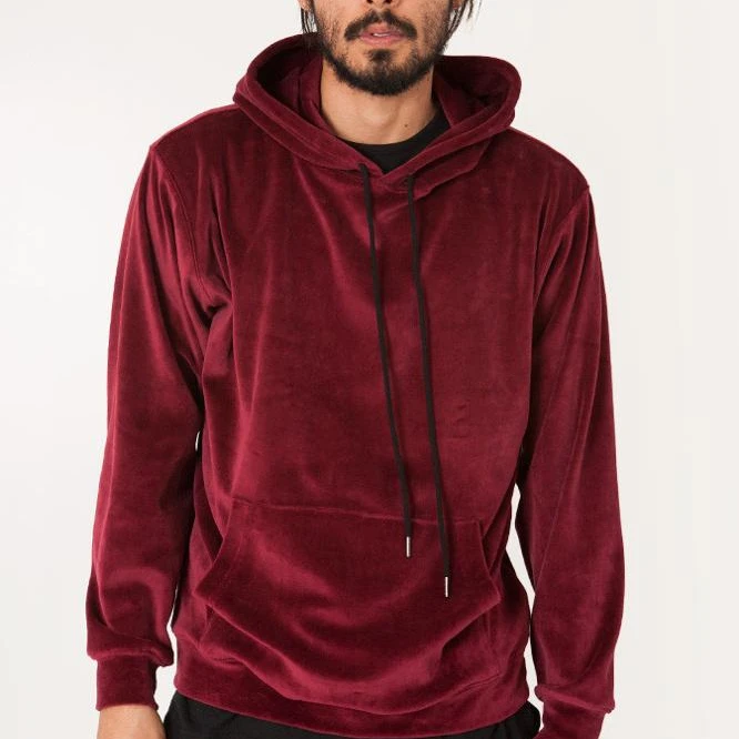 red velour hoodie