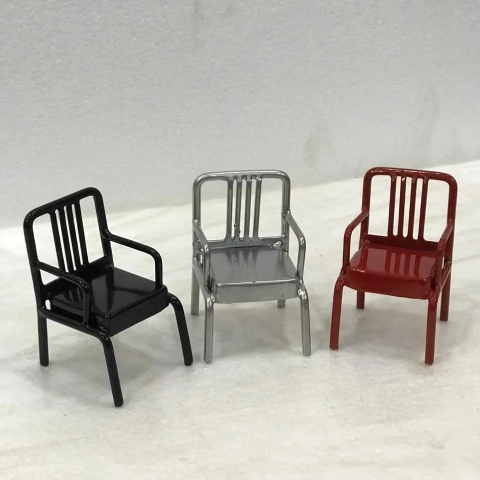 Glossy Colorful Metal Miniature Chair for Doll House Furniture Accessories Hot Sale New Design Kids Play Miniature Chairs Set