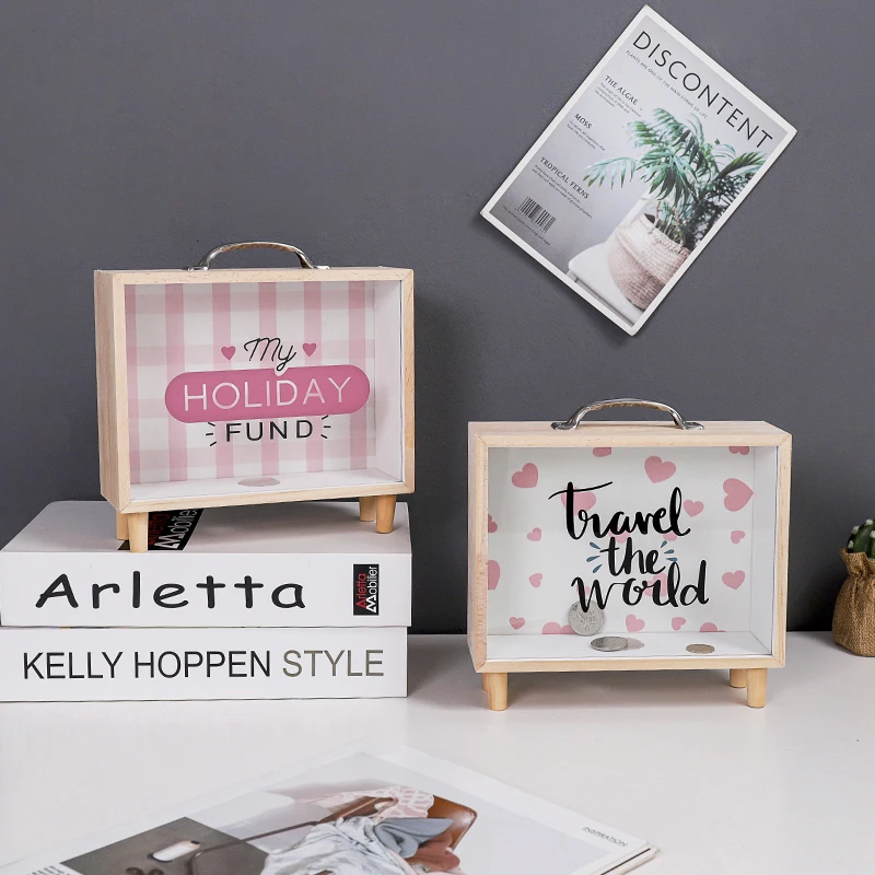 Скандинавский Ins креативный деревянный ящик для хранения мусора, настольное украшение, украшения, коробки для денег