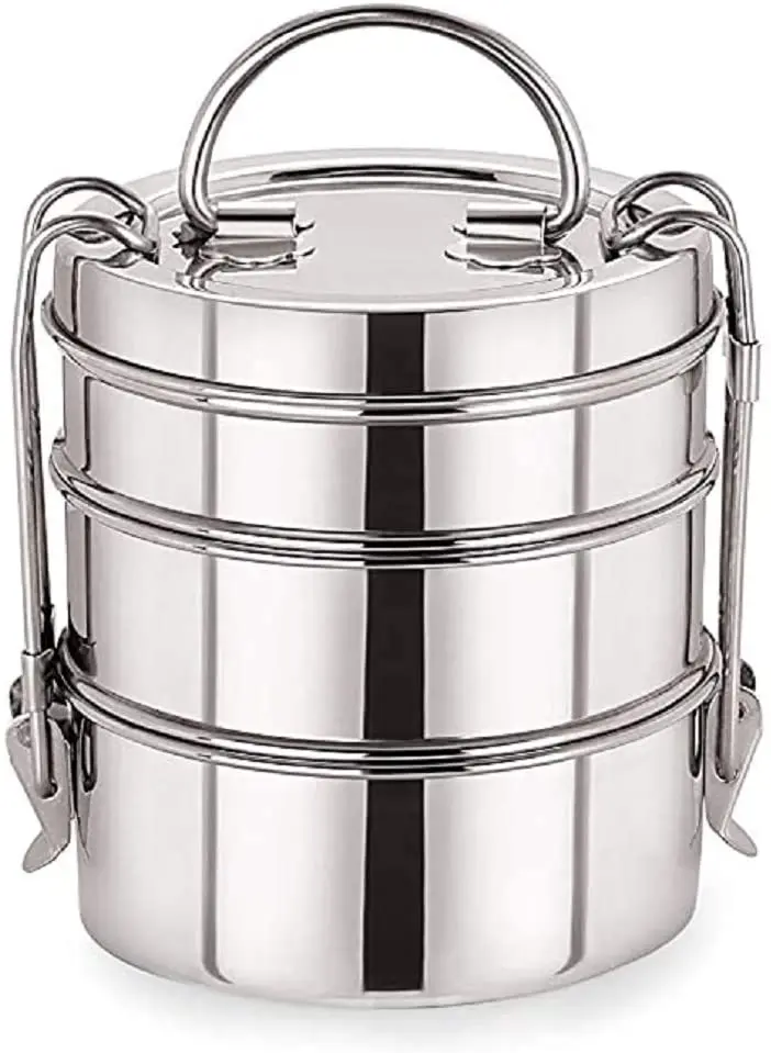 4 Tier Stainless Steel Tiffin Tin Food Picnic Storage Container Travel  Lunch Box