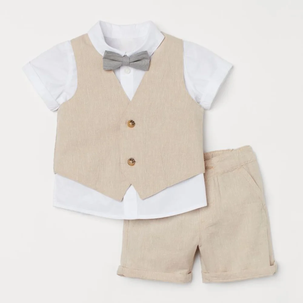 Baby Boys Summer Kids Clothing Baby Boys Short Sleeve Stripe T-shirt Shorts 2pc Casual Set Suit Clothes Sets