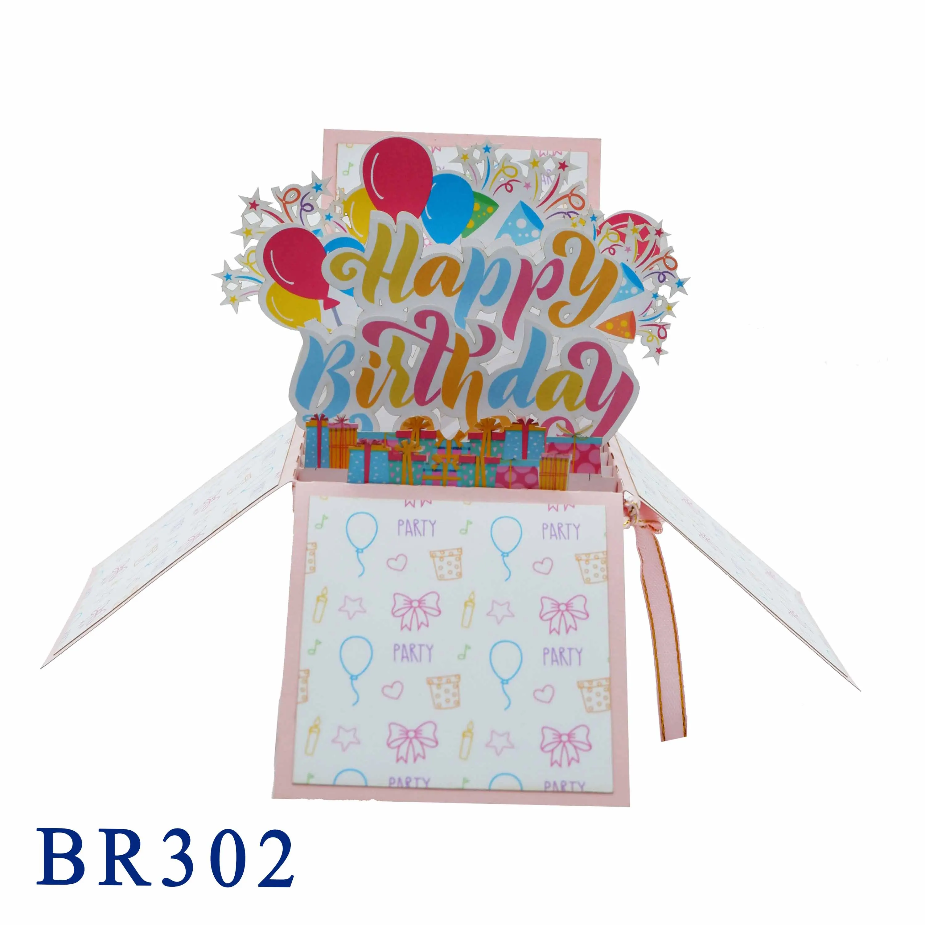Happy Birthday Pink Pop Up Box Hot Seller Handicraft Handmade Paper