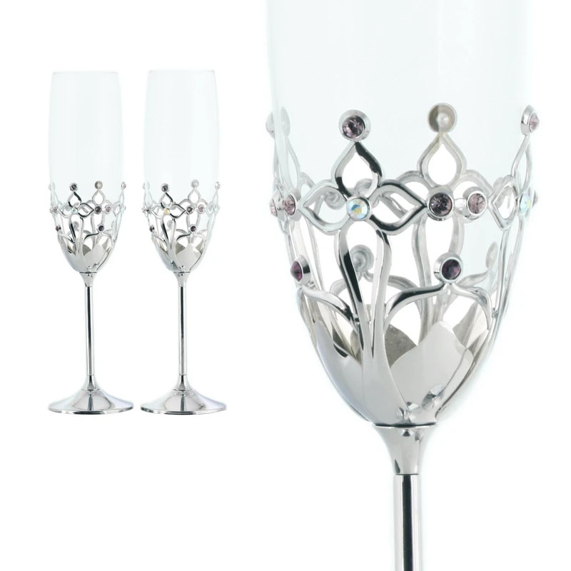 Swarovski Sparkling Wine Glass, Set of 2 glass crystal - Crystocraft