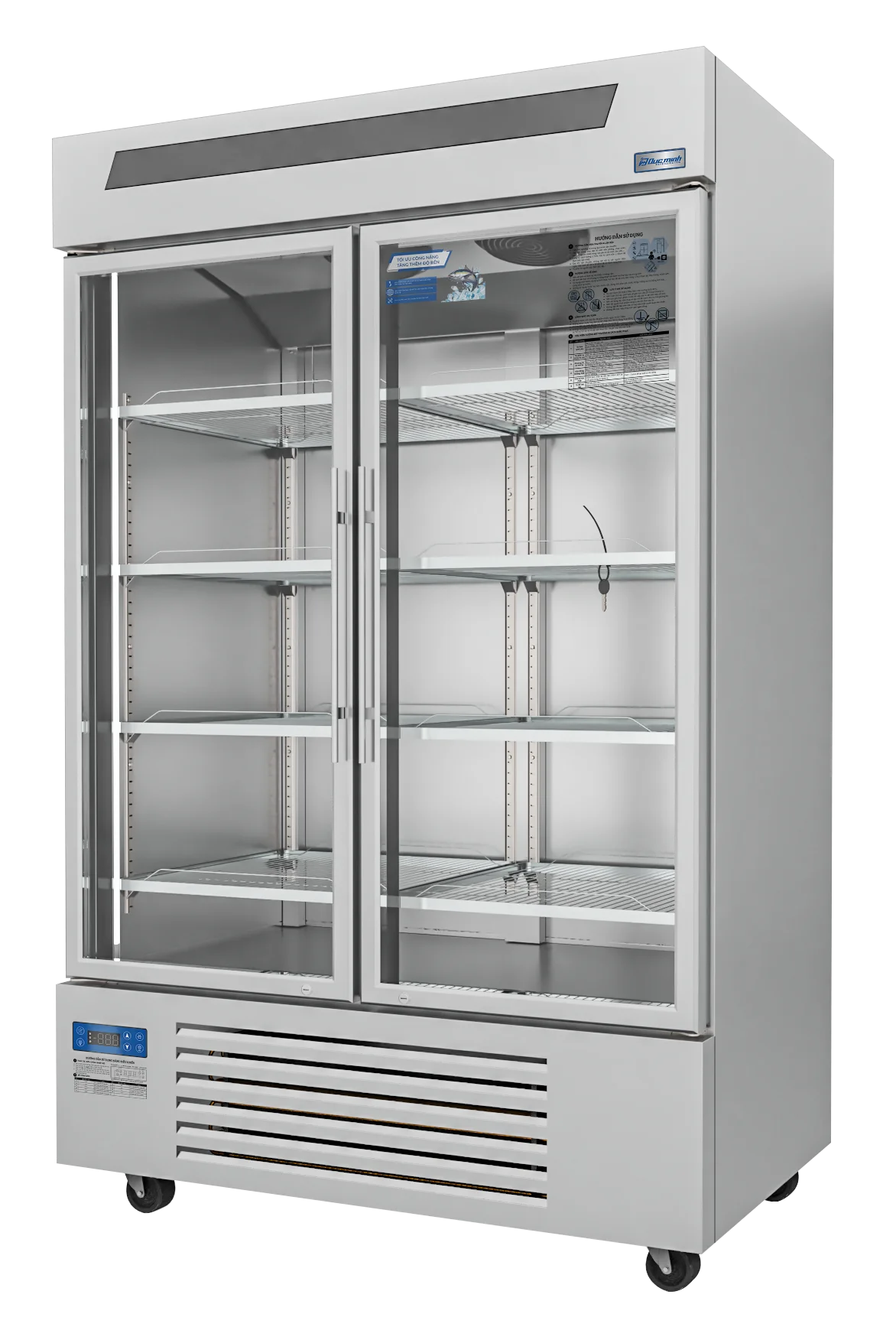 New Stainless Steel Air Cooling Double Doors Display Upright Commercial