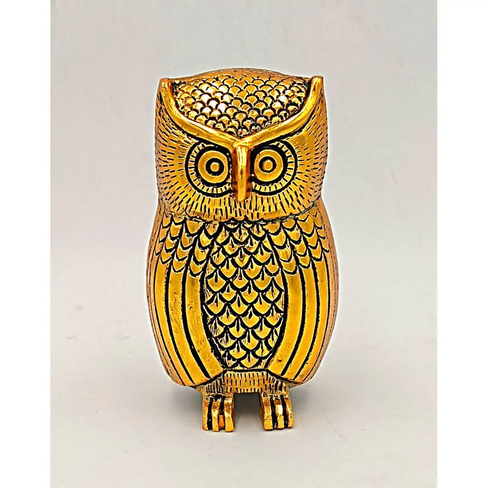 antique metal owl figure paper weight cum showpiece for office