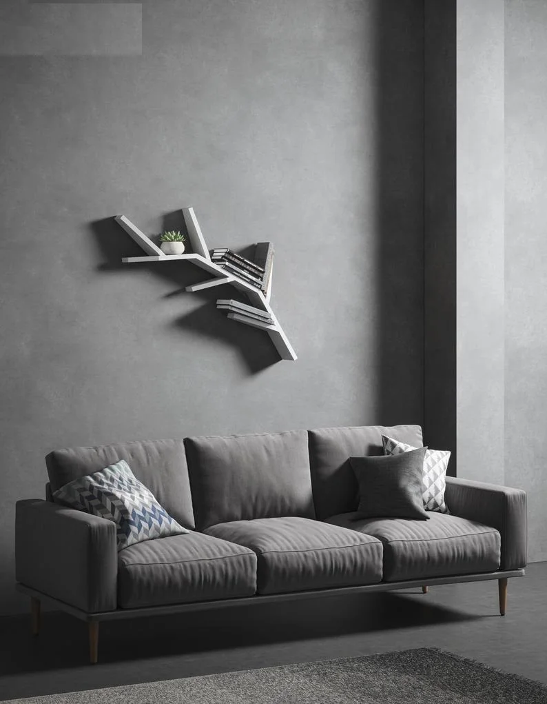 Школьная учебная комната L1200mmxD120mmxH500mm уникальная декоративная Современная коричневая деревянная ветка дерева детская книжная полка из