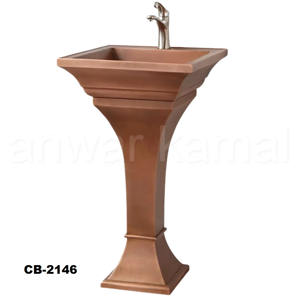 Trendy pink pedestal sink for sale Square Smooth Copper Pedestal Sink Manufacturer By A K India Buy Hammered Corner Hot Selling Bathroom Wash Basin Product On Alibaba Com