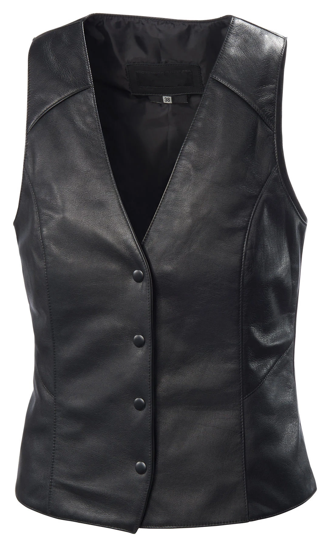 
 Классический и стильный кожаный женский жилет с 4 кнопками и 1 внутренний карман (VV-011)  