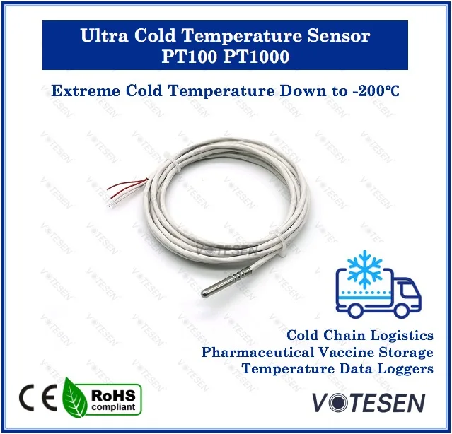 High Accuracy Ultracold Temperature Sensor Pt100 Pt1000 Rohs Certified