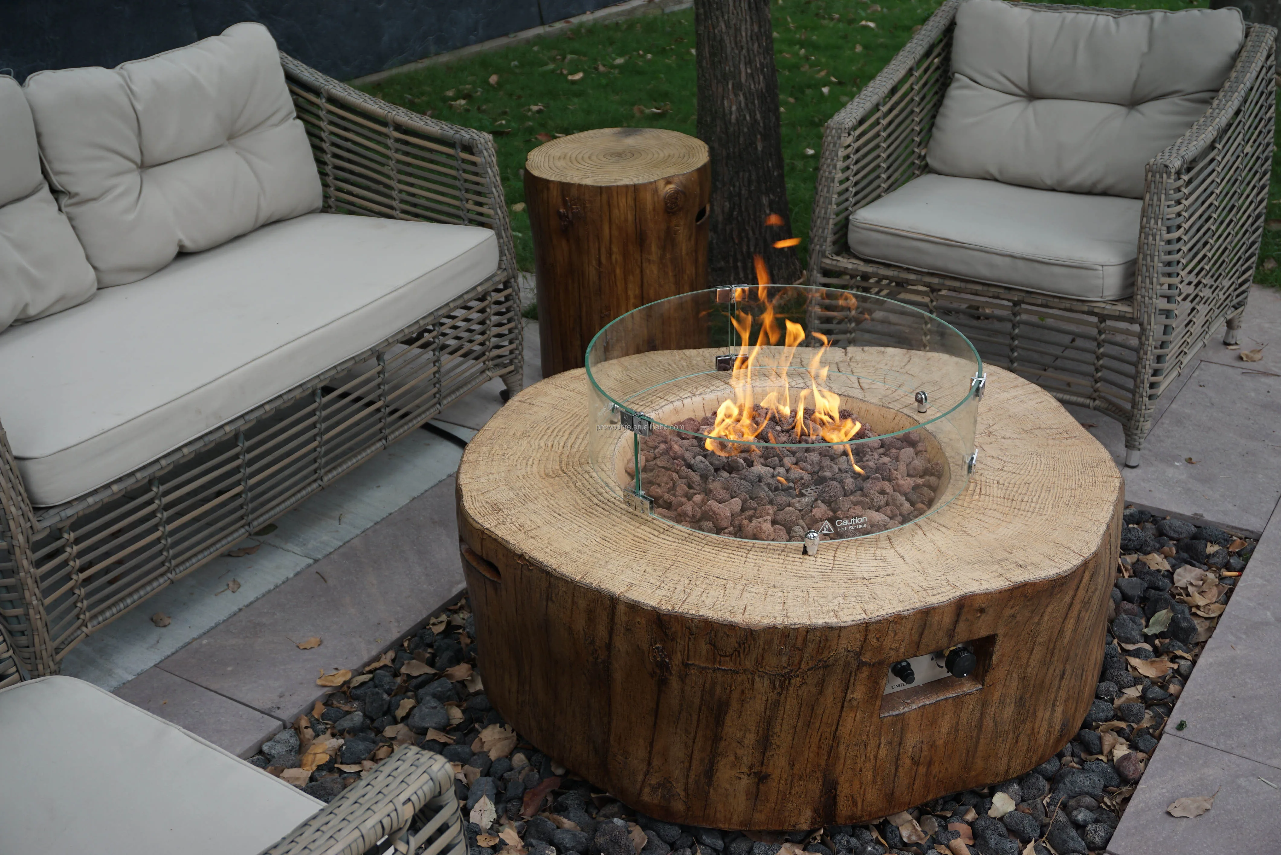 Rectangular Rattan Gas Stove, Steel, Fire Pit - detail 18