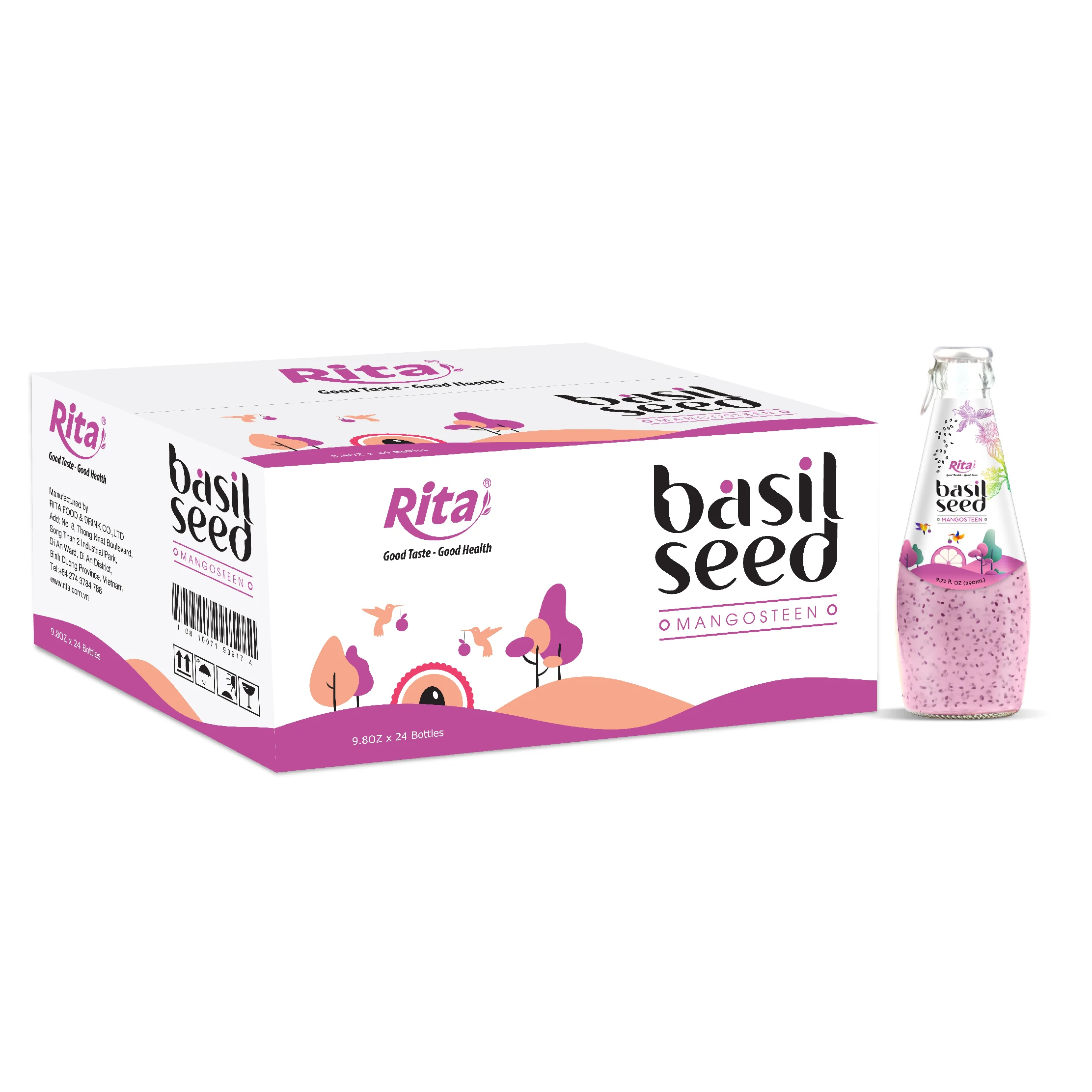 モダンファクトリーダイレクト290mlグラスバジルシードドリンク