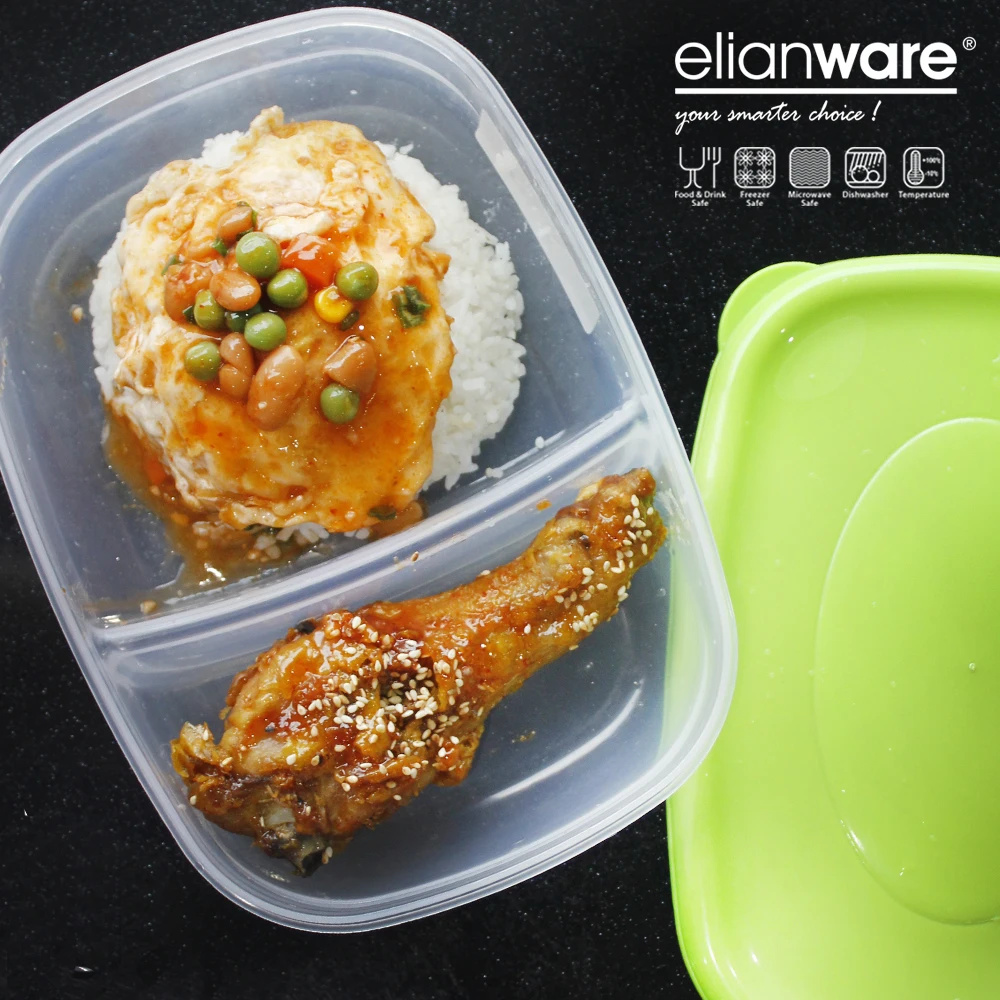 Elianware Bpa Free Plastic (pp) Reheatable Bento Food Safe Food Container Dishwasher Safe 2