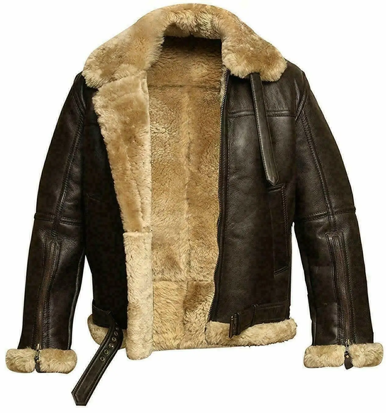 Men/'s RAF Aviator Real Leather Jacket B3 Sheep Skin Pilot Flying Fur jacket bomber jacket men leather men/'s bomber coat jacket