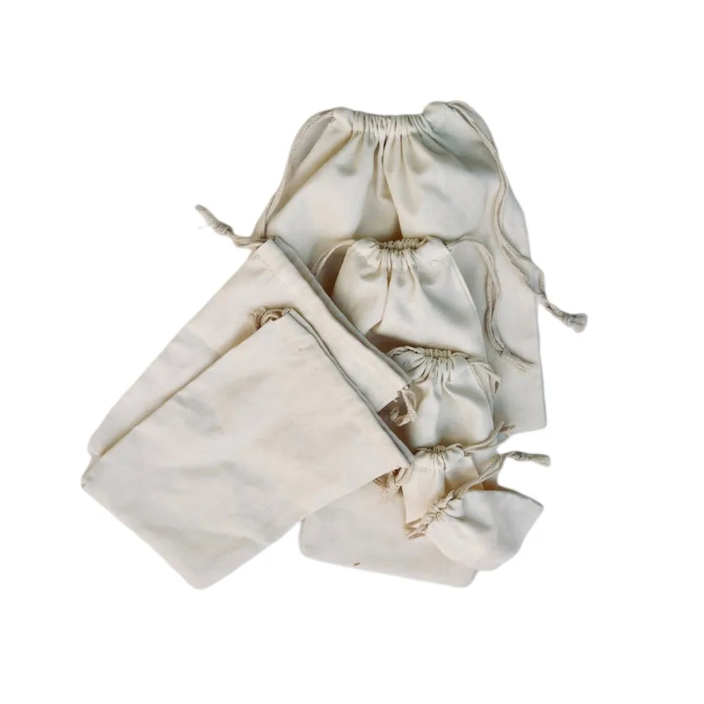 Recyclable Practical Storage Canvas Gift Cotton Small Pouch Bag Drawstring