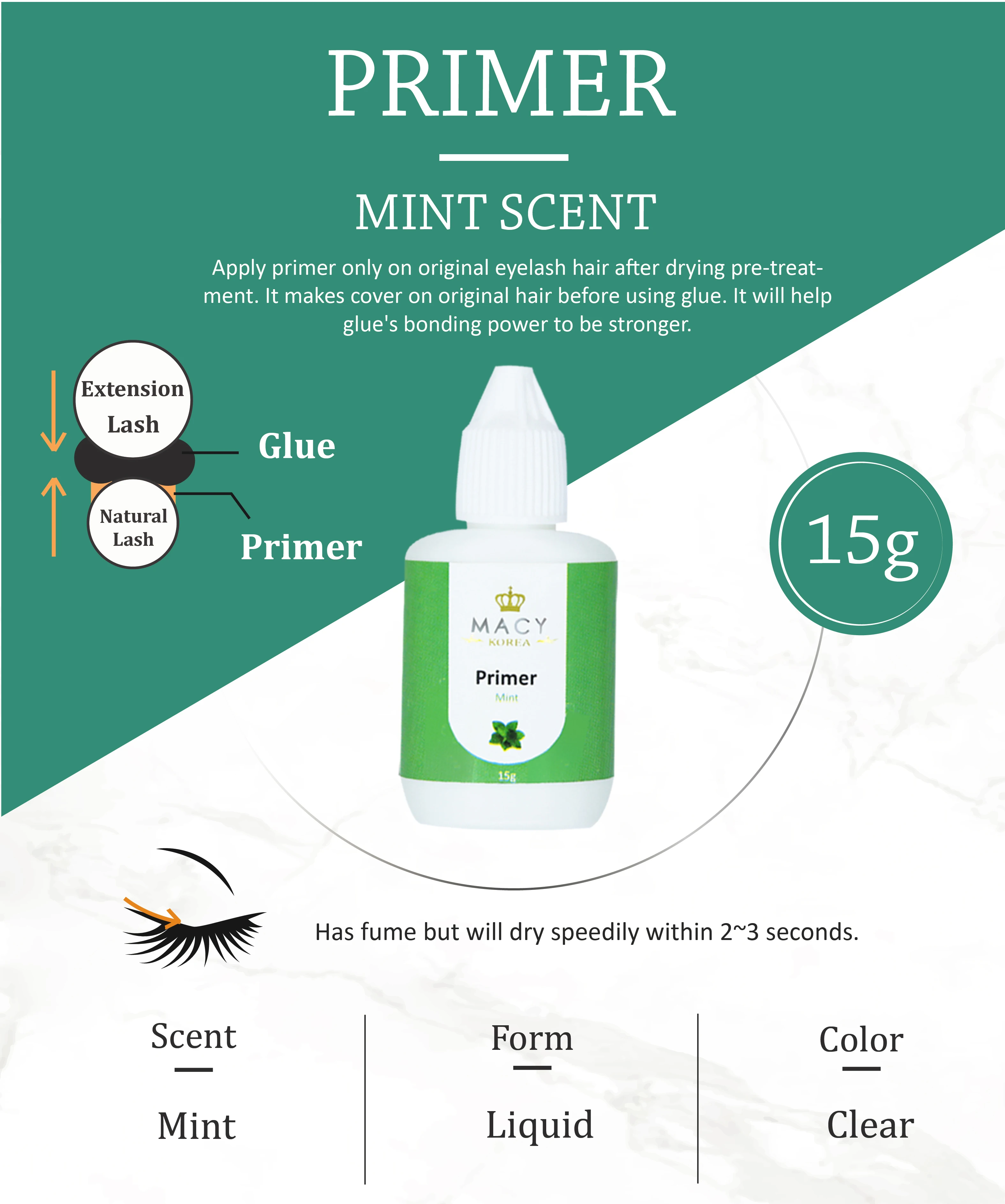 Korea Eyelash Primer Mint Scent Glue Accelerator High Quality Gentle Ingredients Private Label