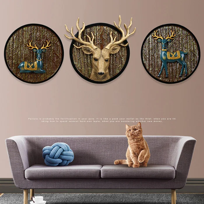 Hoofd Muur Decor Herten Waterdicht Gebronsde Hars Dier Sculptuur Zonnebrandcrème