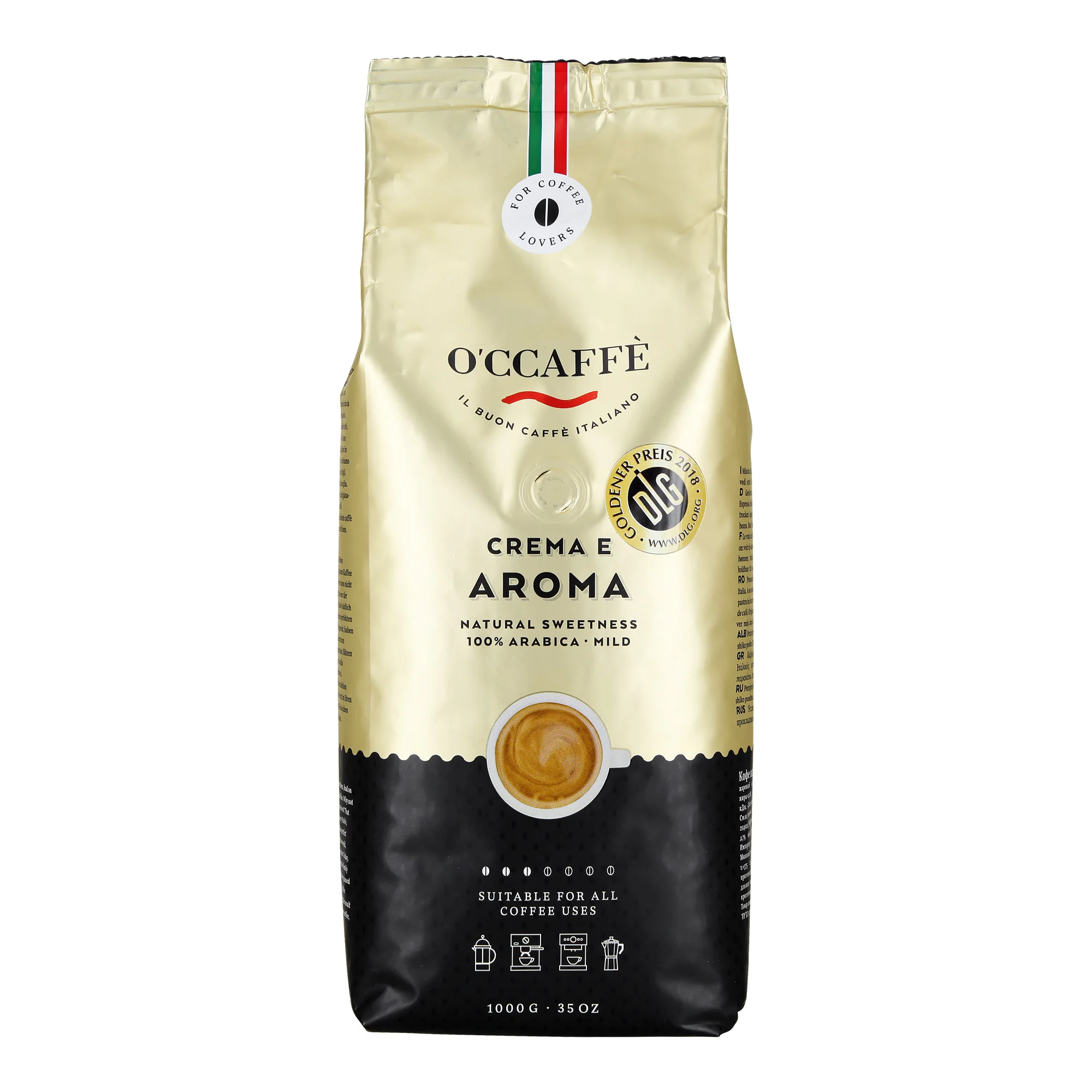 Occaffe 100% Arabica Italian Espresso Beans For Coffee Machine