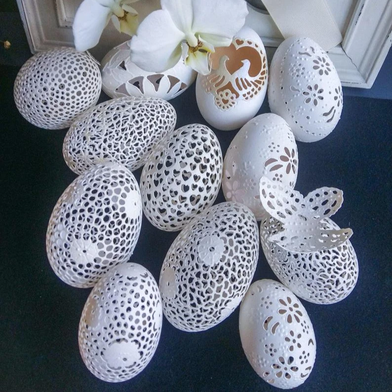 New Items Vietnam Manufacturer Carved Goose Eggshell Easter Unique ...