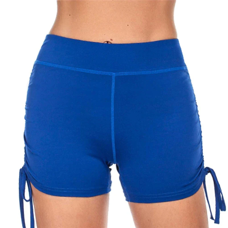 Women Shorts Faux Silk Sports Gym Workout Club Yoga Hot Pants Elastic Waist