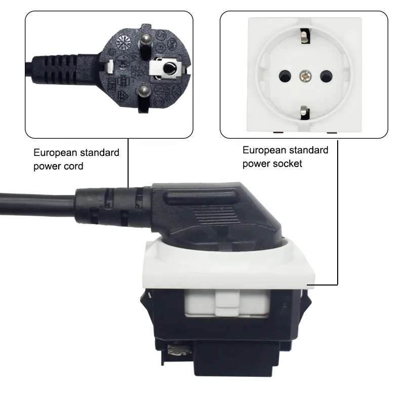 Eurocode Germany 3 PIN AC Outlet Industrial Wall Socket Adapter Plug with EU Socket Connector
