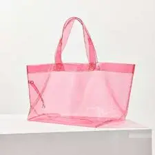Clear Plastic Shopping Tote Bag with Custom Printed Logos Sizes Thermoplastic Polyurethane  Material PVC Scratch Less Quality