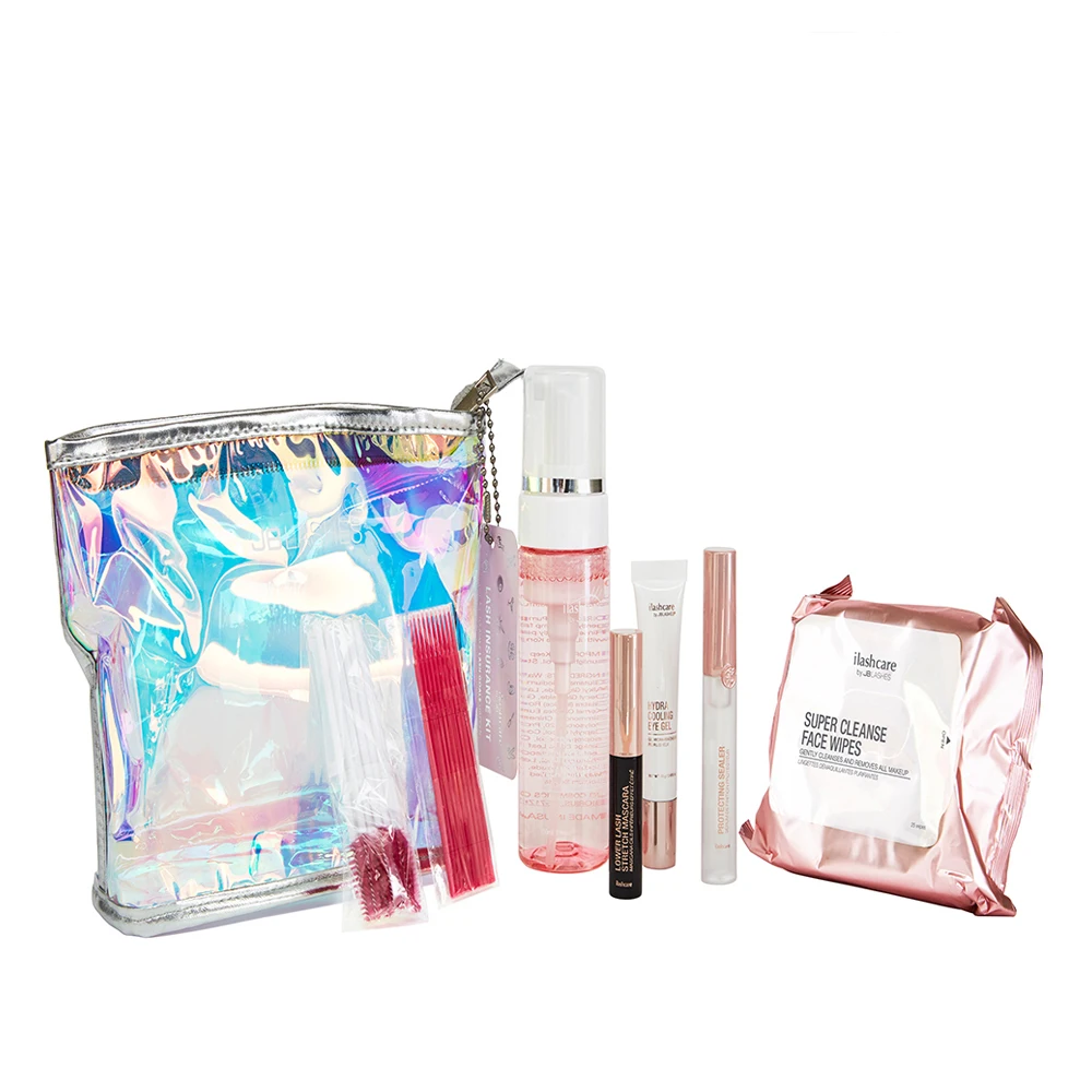 Набор для страхования ресниц, уход за ресницами, натуральный макияж, пластиковый пакет, салфетки для лица, очищающая пена, тушь для ресниц, гель для глаз, консилер