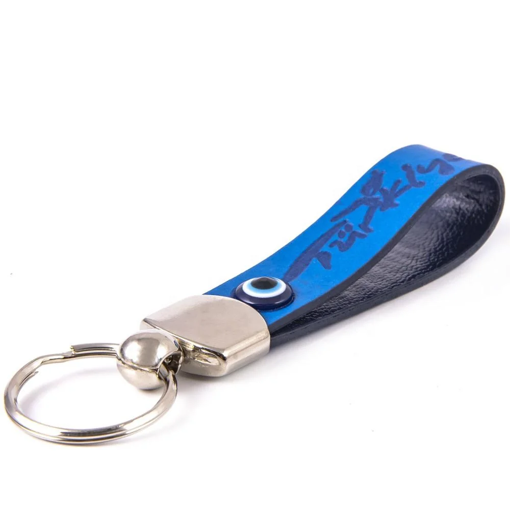 Customizable Evil Eye Beaded Imitation Leather Key Chain From Turkey