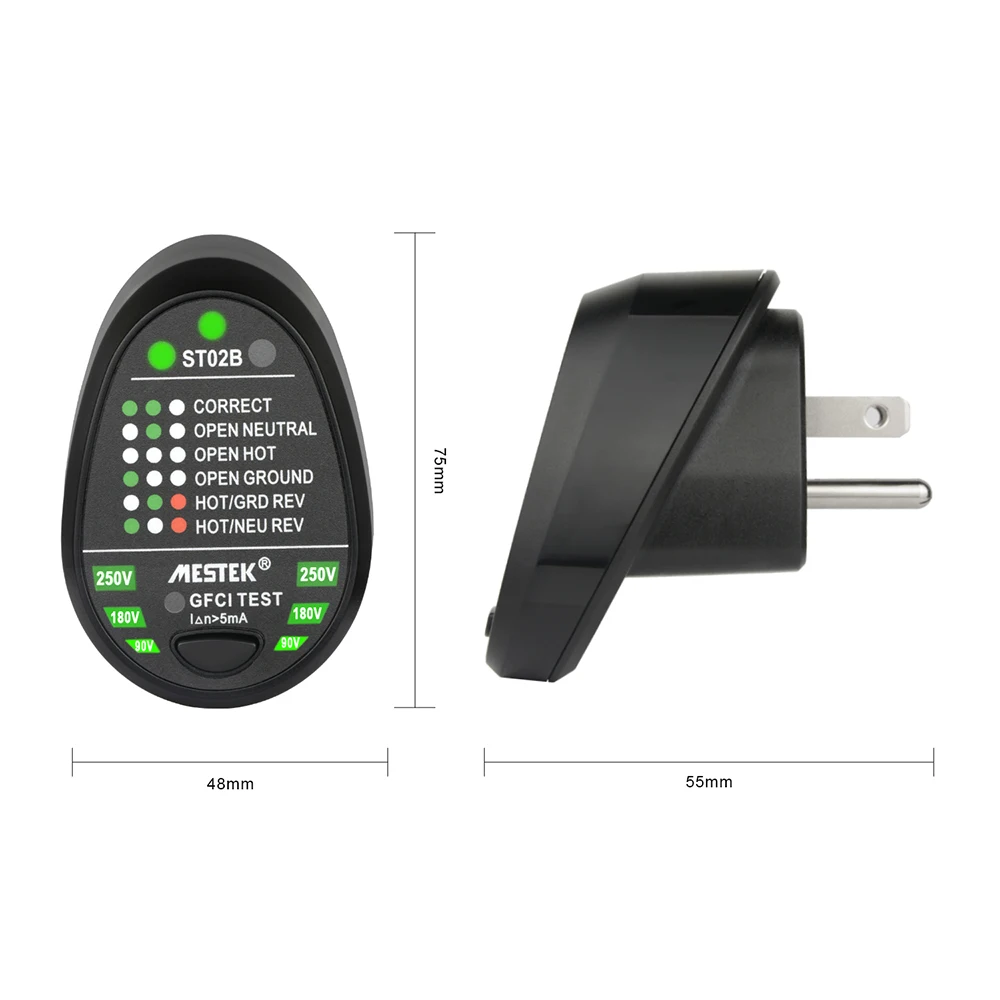 Automatic Electric Socket Outlet Tester Neutral Live Earth Wire RCD 90 to 250V Voltage Measurement Socket Tester Voltage Tester