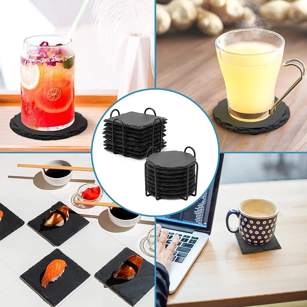 Wholesale 4 Inch Slate Coasters Sublimated Round Slate Coasters For