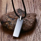Necklace Leather Mens Tungsten Carbide Necklace High Polished Engraved Tungsten Pendant Leather Chain Necklace For Men