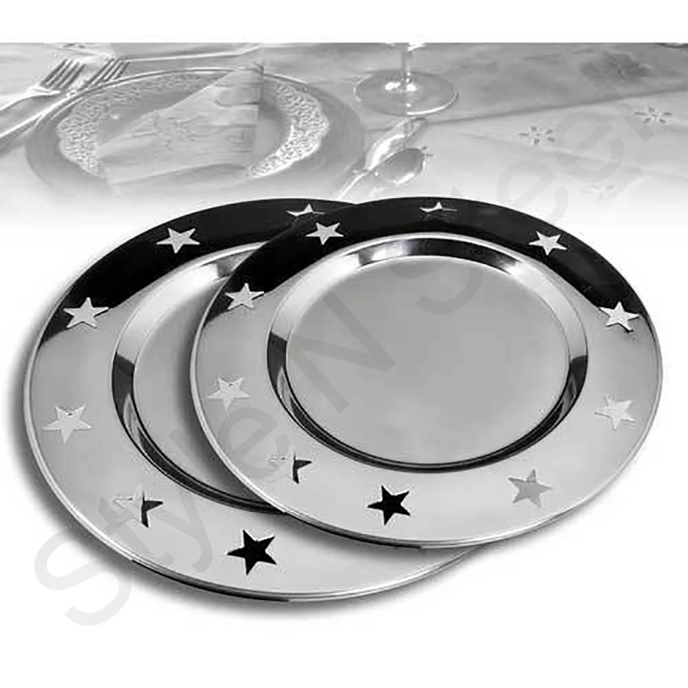 Stainless Steel Charger Plate Hammered Round Charger Plate Ecofriendly